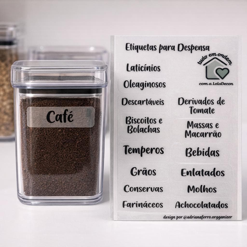 Cartela 15 Etiquetas Adesiva Para Potes Para Sua Despensa