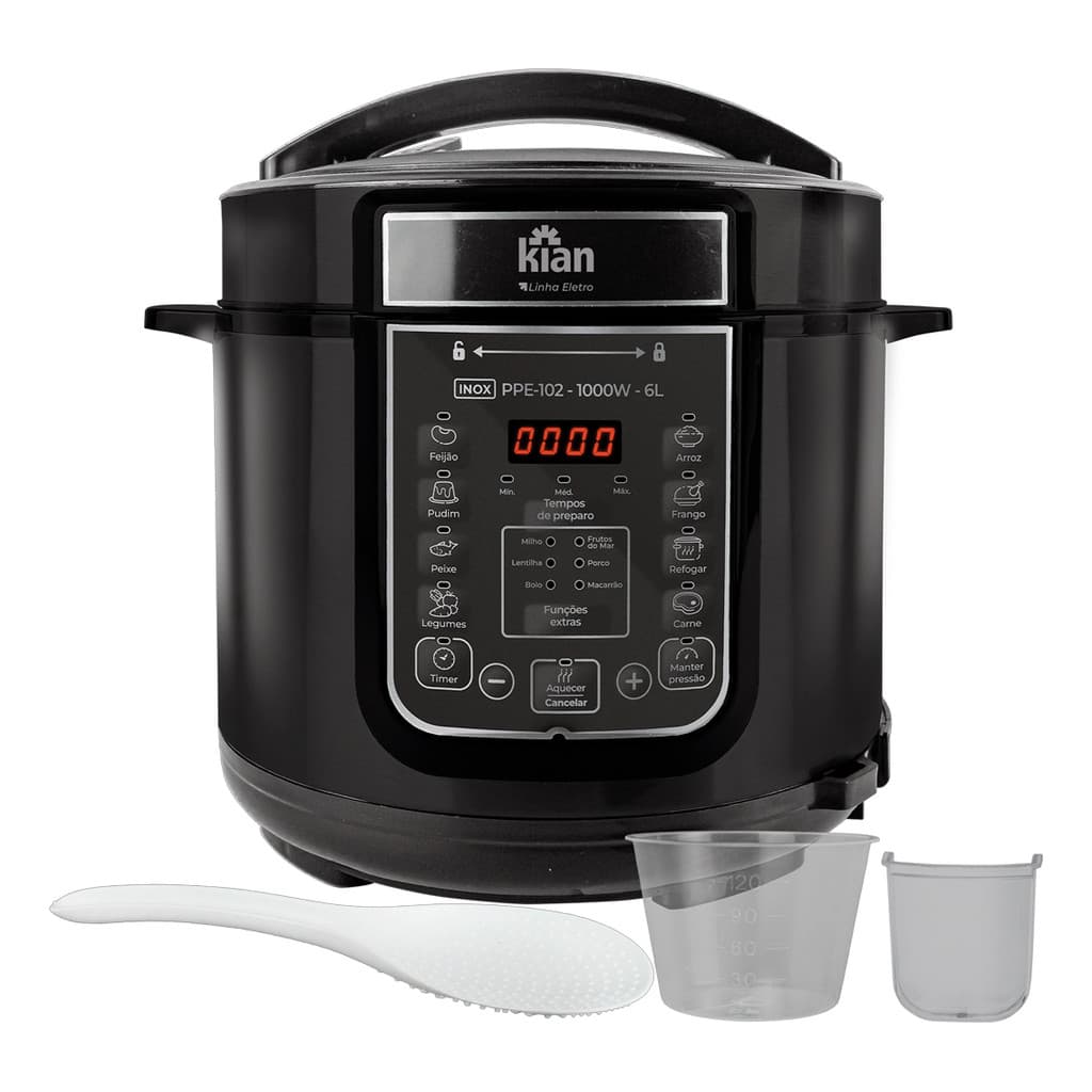 Panela de Pressão Elétrica PPE-102 6 Litros Preto Kian 220v