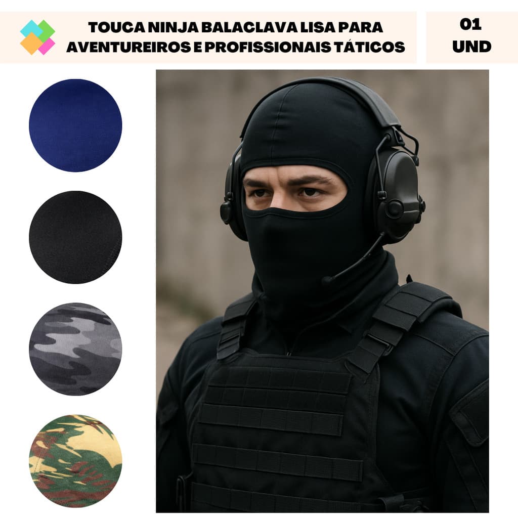 Touca Balaclava Ninja Proteção UV50+ Térmica Motoqueiro (Modelo Liso)