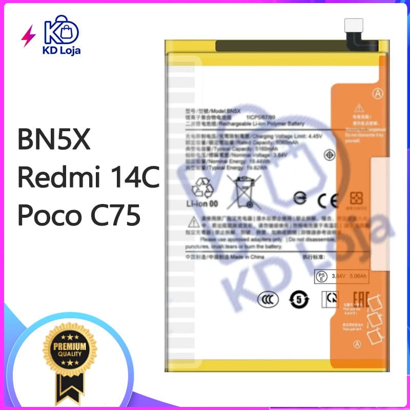 Bateria Para Redmi 14c / Poco C75 - BN5X Nova Com Garantia