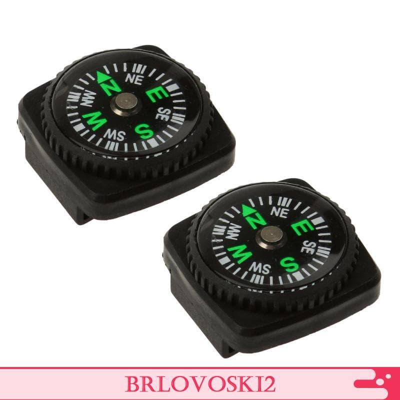 [Brlovoski2] 2 Peças Mini Bússola À Prova D'água Com Coldre Pulseira De Relógio Preta