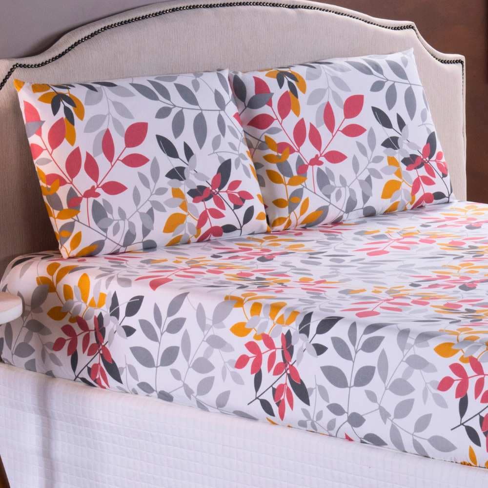 Jogo Lençol Solteiro 2 Peças 400 Fios Percal Kit Cama Elástico Estampas Sortidas Geométrico Floral