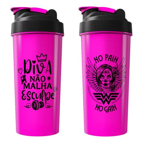Kit 2 Coqueteleira Garrafa Academia Whey Squeeze Agua Casal Pink