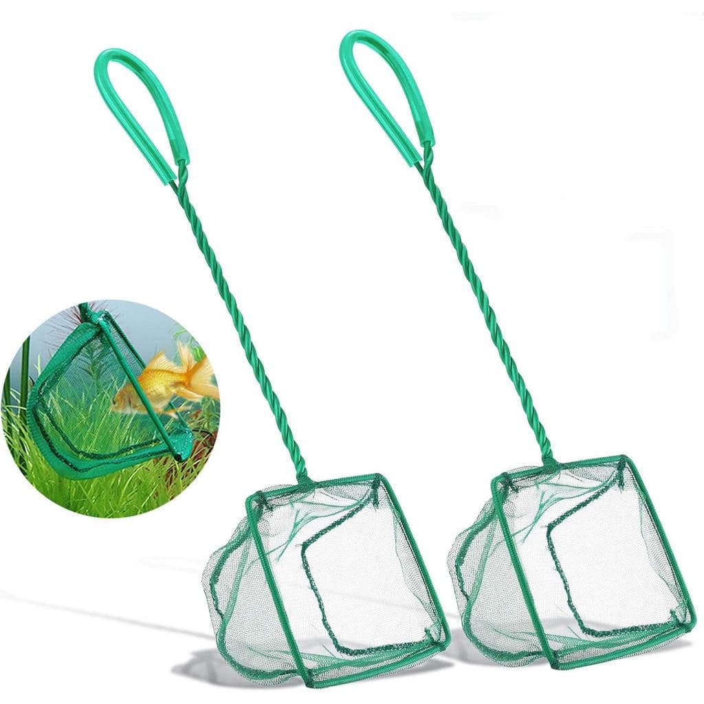 Conjunto de 2 Redes para Peixes de Aquário, Redes de Pesca DSSPORT de Malha Pequena de 4 Polegadas com Cabo de Plástico