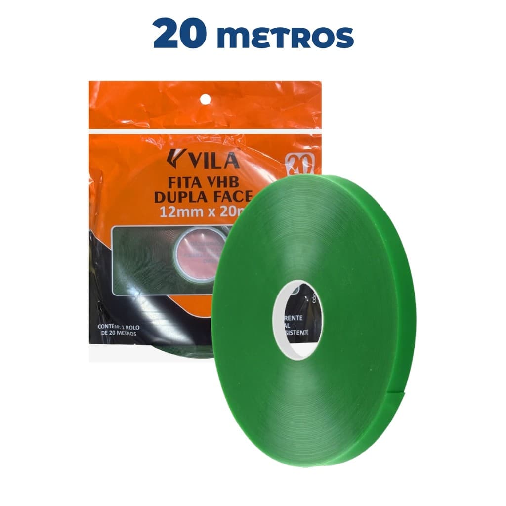 Fita Dupla Face 12mm Geral Resistente Rolo 20 Metros Vila