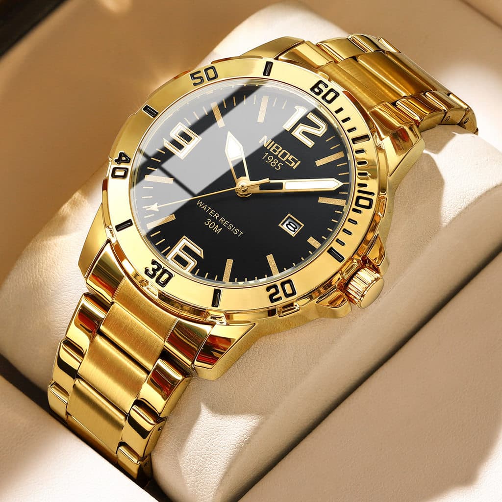 Nibosi All-Match Relógio Masculino Casual Impermeável Luminoso Multifuncional Relógio de Pulso Simples Relógio de Quartz