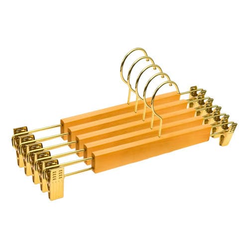 Kit 10 Cabide Madeira Reto Marfim Dourado Redondo F22-1
