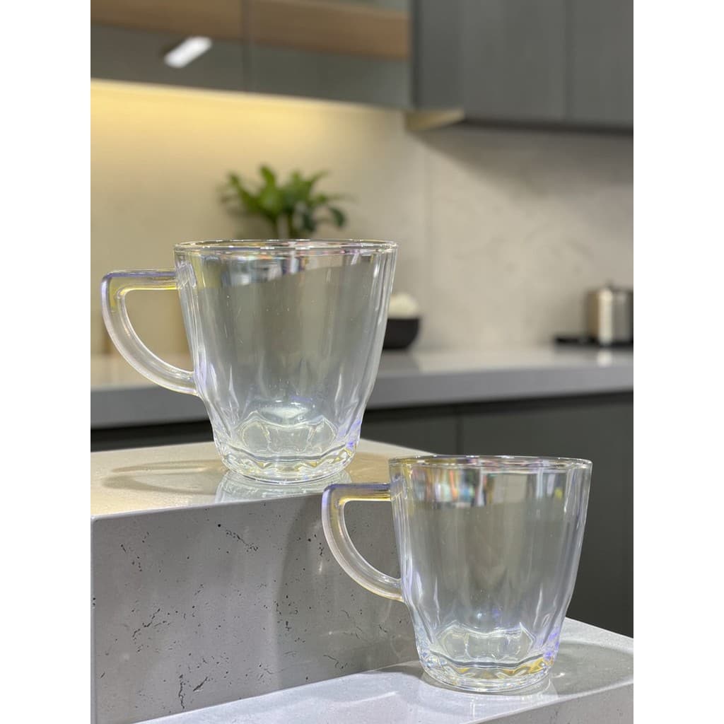Jogo 3 Xícaras de Vidro 250ml Design Moderno Resistentes para Café Chá Cappuccino Leite Uso Diário