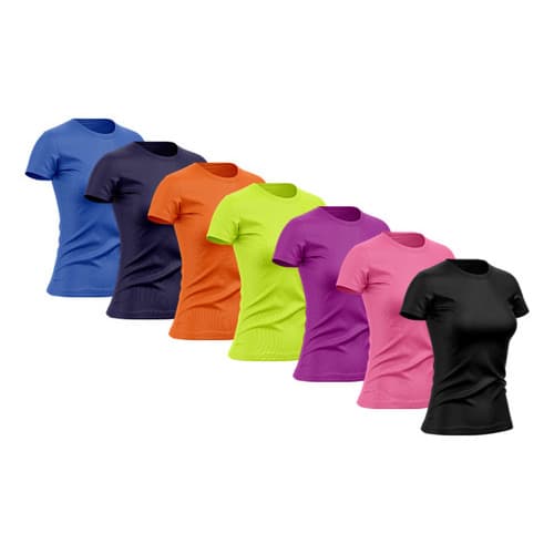 Kit 7 Camisetas Feminina Manga Curta Dry Fit Proteção Solar