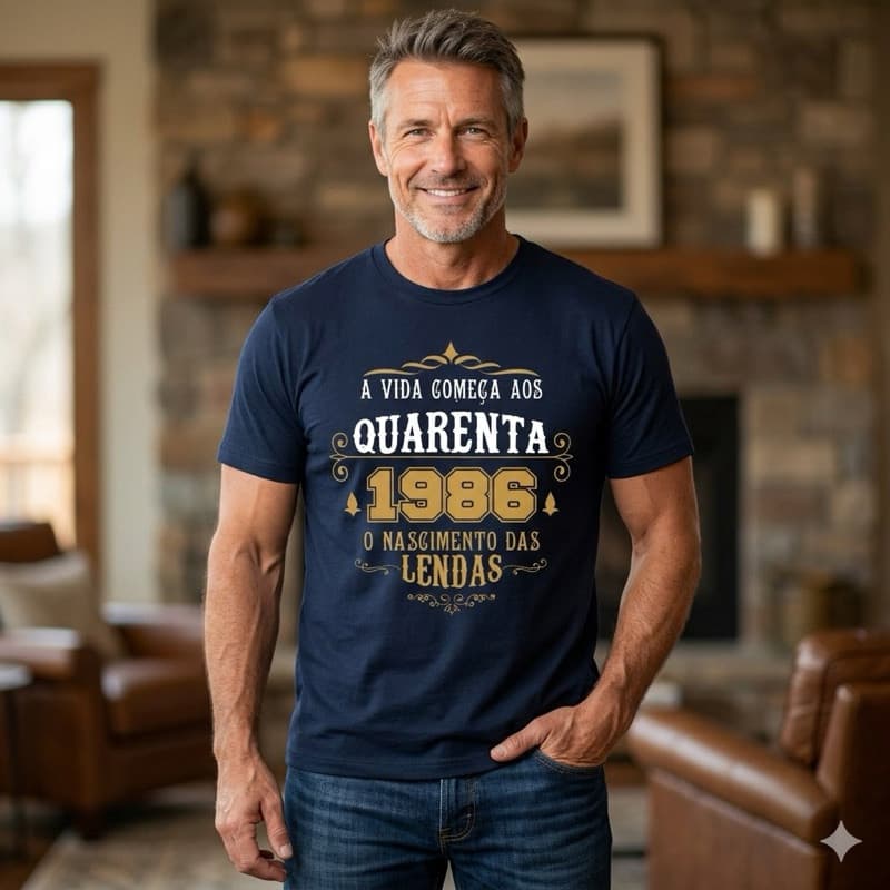 [Camiseta Premium em Algodão Puro]VU Camiseta unissex algodão 40 quarenta anos 1986 aniversário
