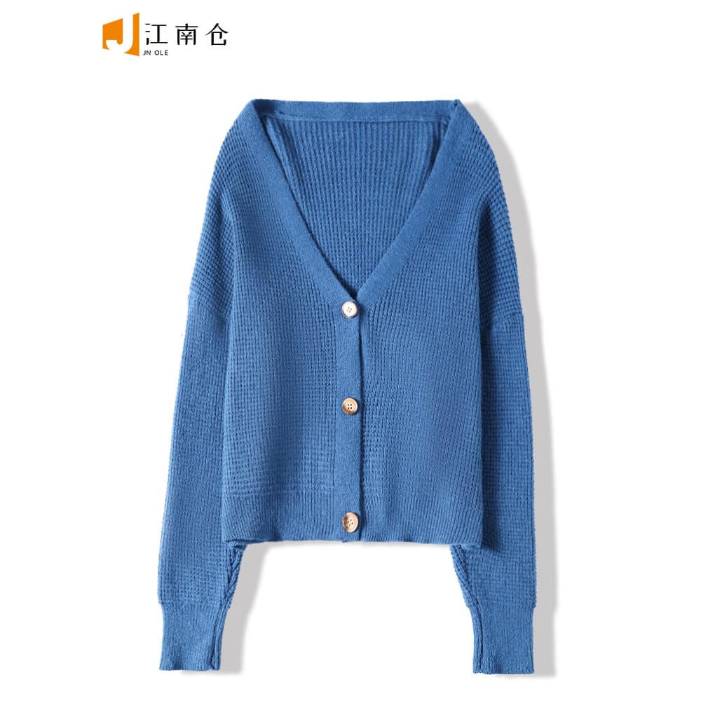 Jiangnancang||Desconto em marca Suéter elegante feminino com decote em v 2024 Novo estilo outono malhas casaco superior