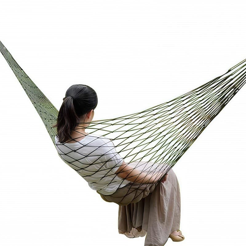 Rede de Dormir e Descanso em Nylon - Camping e Pesca - com argolas para prender