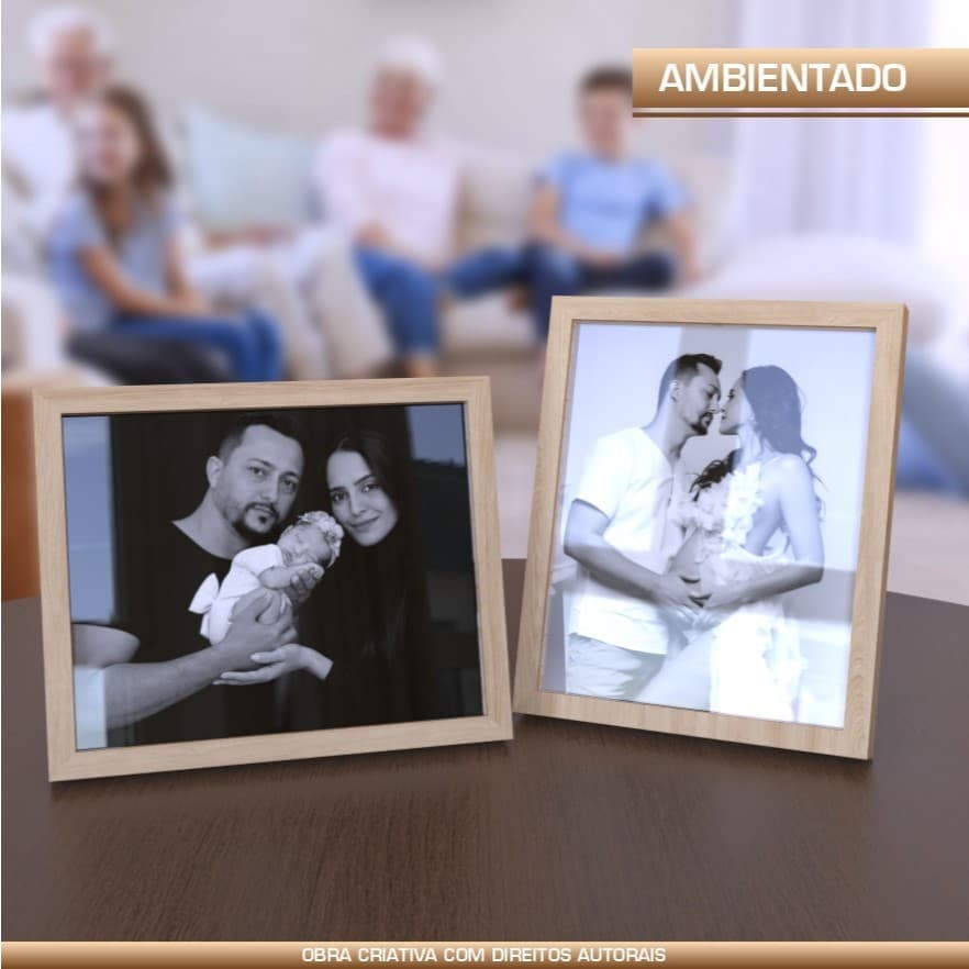 Porta retrato 2cm espessura foto 10x15 cm sem paspatur moldura carvalho para mesa
