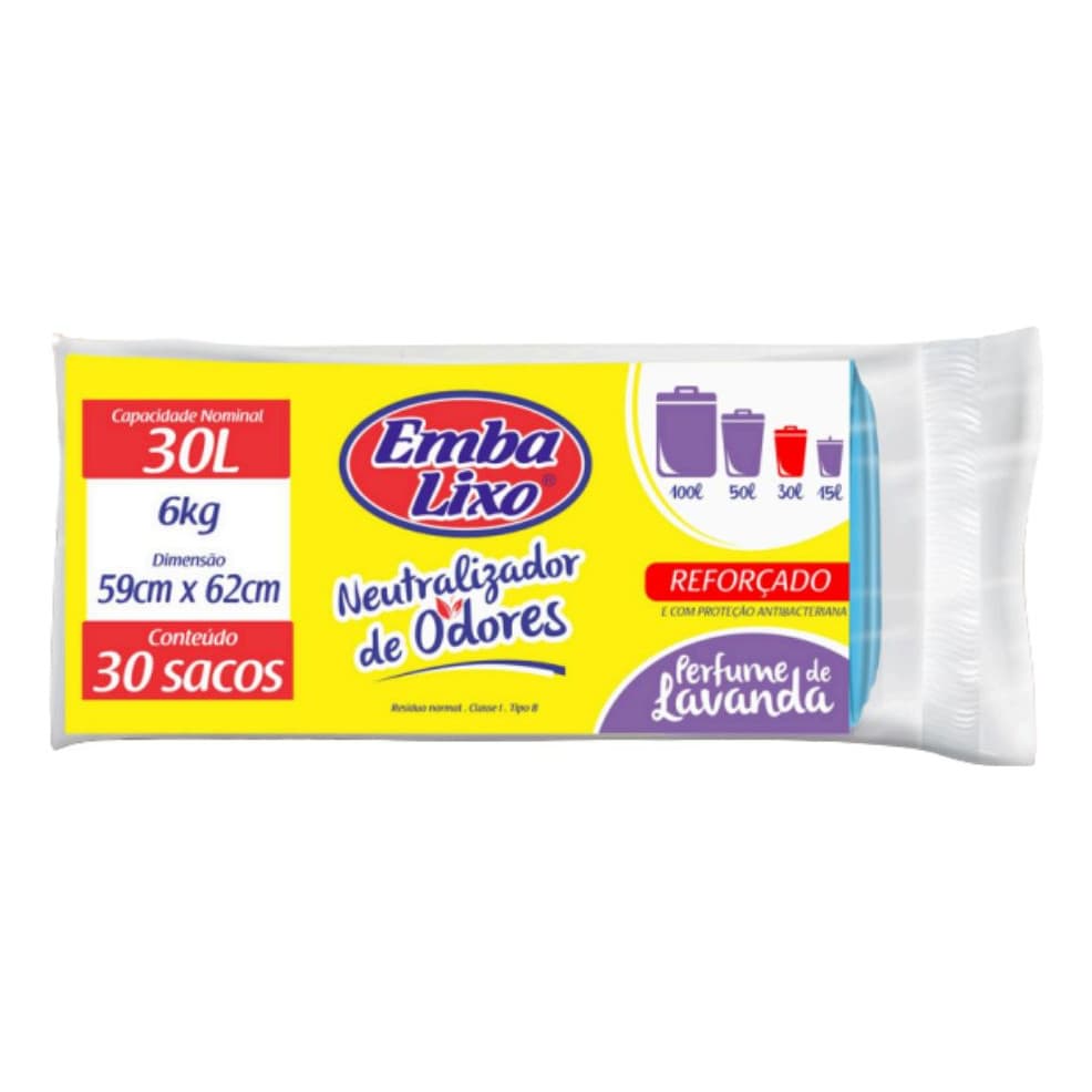 Saco De Lixo - Branco Com 30und+brinde 30l-reforçado
