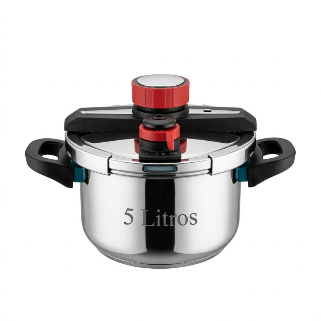 Panela de Pressão Inox 304 5 Litros Fundo Triplo Premium Compatível com Todos Fogões