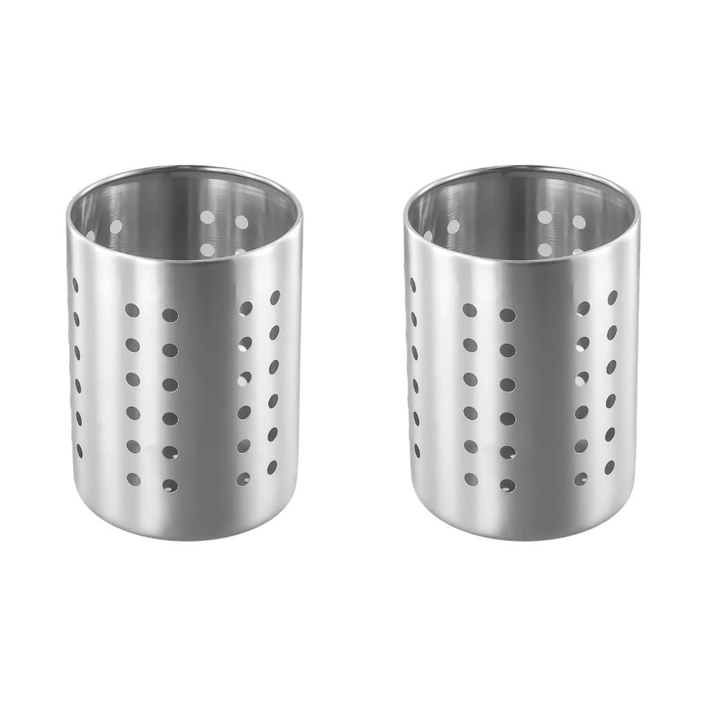 Kit 2 Escorredor Talher Inox Porta Talheres Suporte Redondo