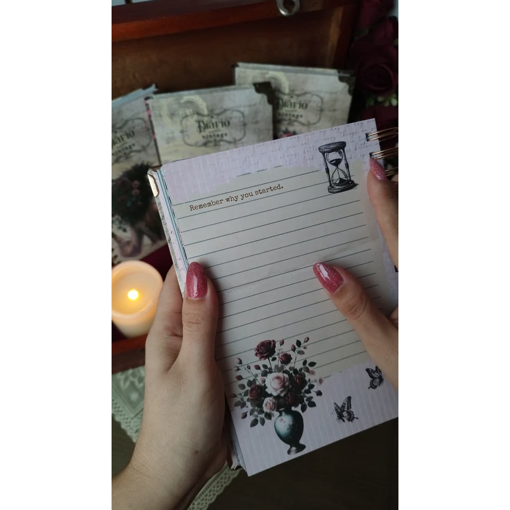 Diário Vintage A5 Capa Dura | 224 Páginas | Fechamento Em El