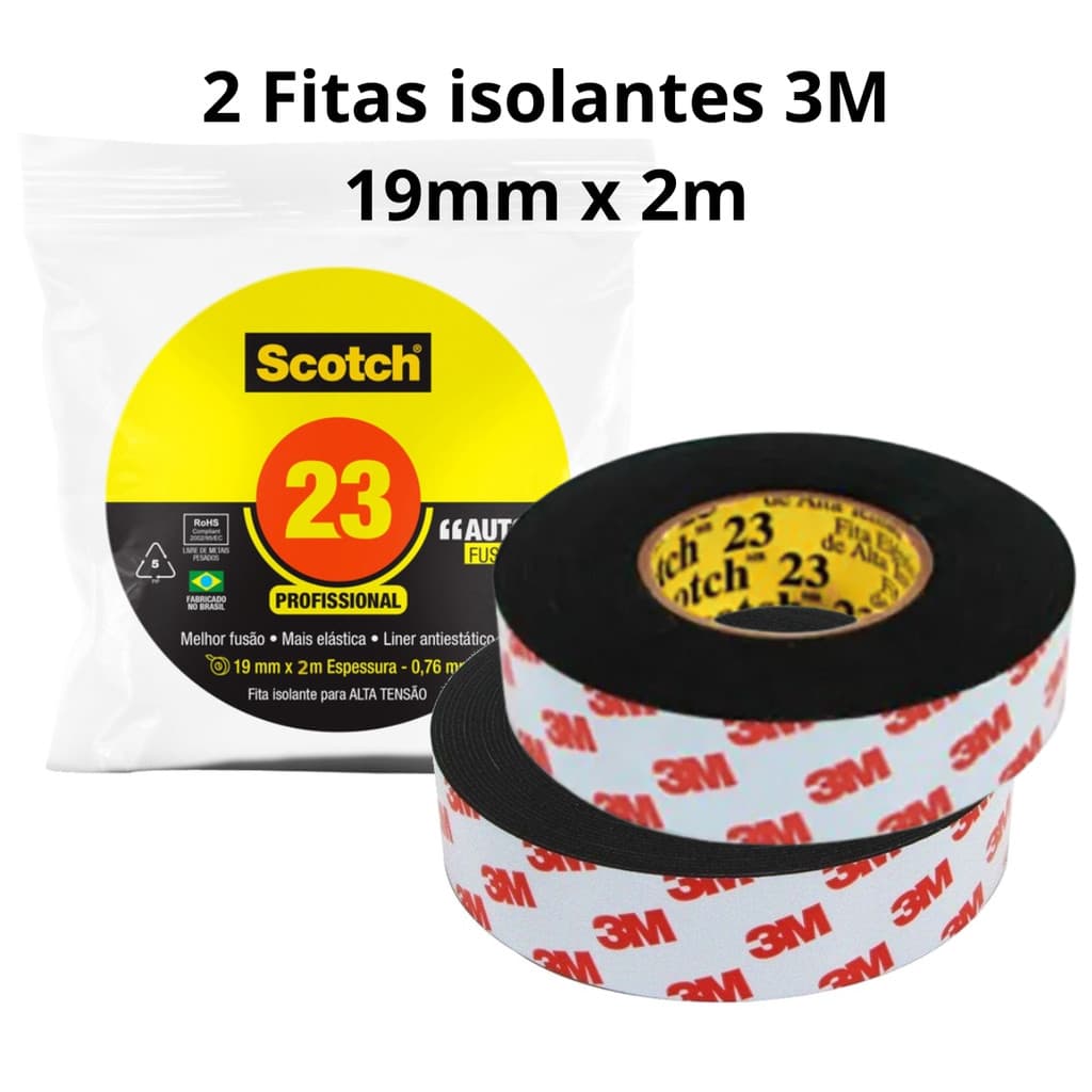Kit 2 Fitas Isolantes 3M Fita de AutoFusão 19mm x 2 M