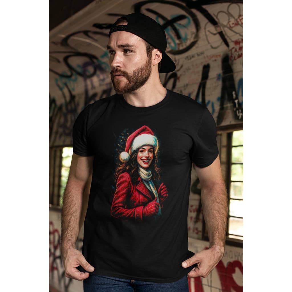 Camiseta Natal Natalino Anne Hathaway Noel Dark Dtf