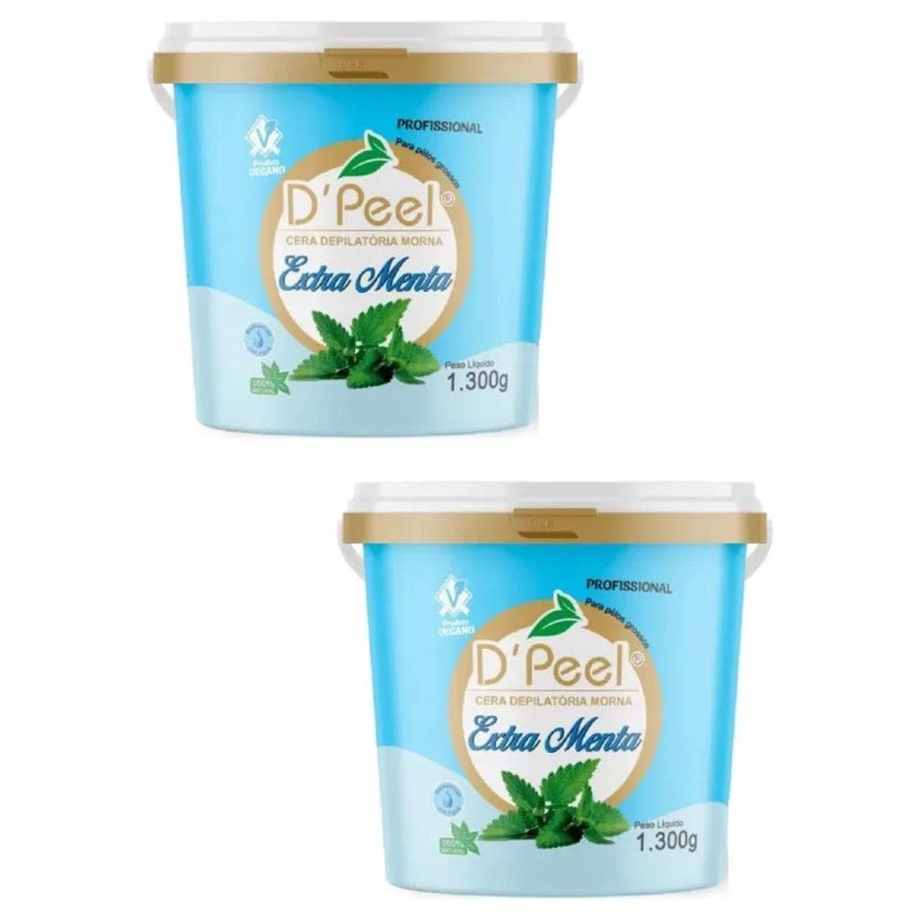 Kit 2 D´Peel - Cera Depilatória Morna 1300g - Extra Menta  - Reds