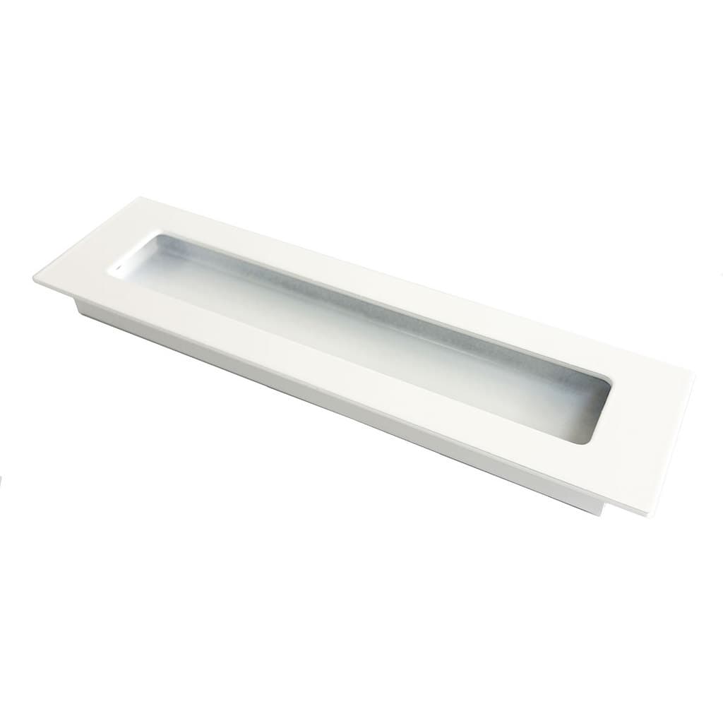 Puxador Concha De Embutir Retangular Em Aço Inox Branco