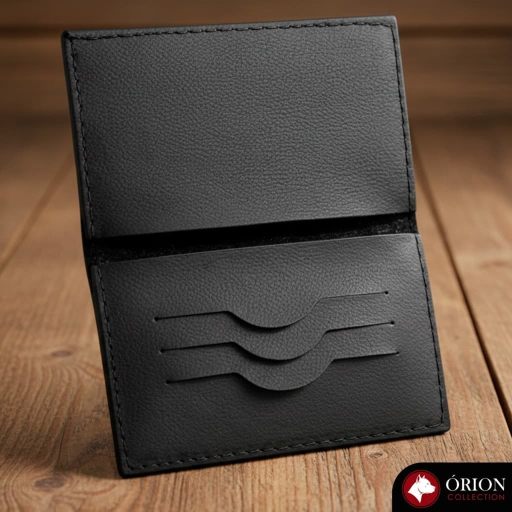 Carteira Masculina Porta Documento Social Preto Sintético Casual Trabalho Portatil Pequena Cartão