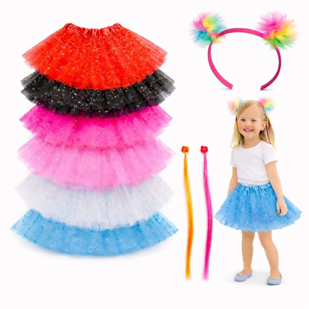 Kit Saia Tutu Infantil Tule Fantasia Carnaval + Tiara+Mechas
