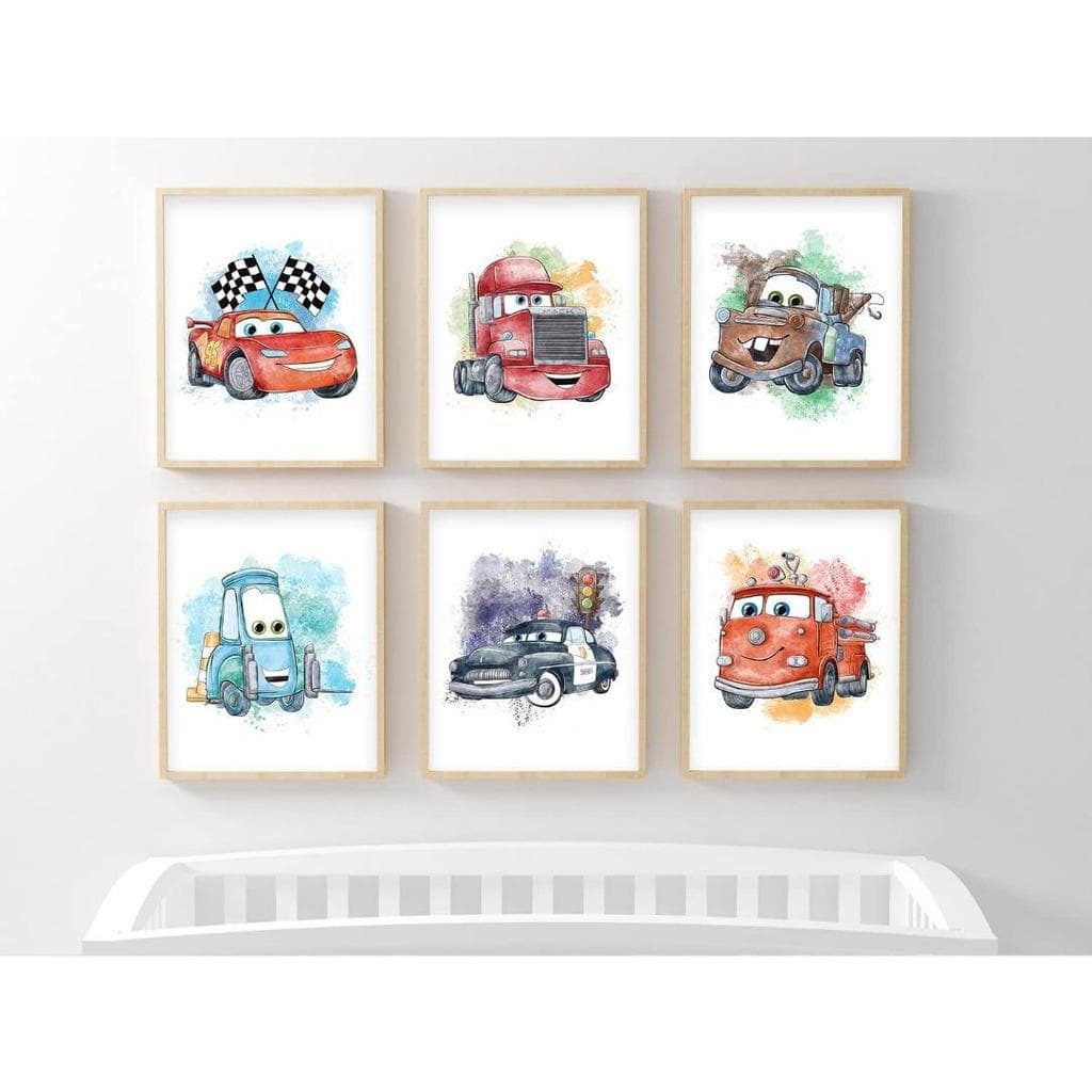 Quadro decorativo carros relampago mcqueen desenho pintura