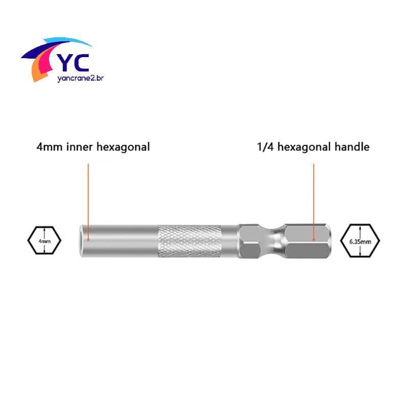 YCBR 2 Peças Haste Hexagonal 6.35mm A 4mm Adaptador De Broca De Inserção Chave De Fenda Elétrica Suporte De Micro Bit Fe