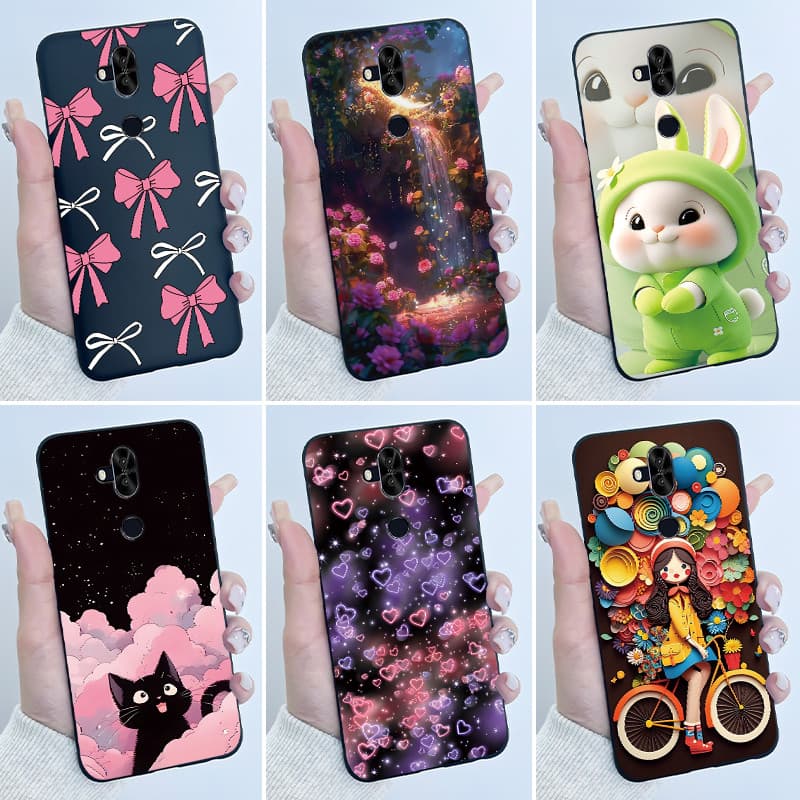 Para ASUS Zenfone 5 Lite ZC600KL X017DA X017D Caso De Luxo Bonito Amor Coelho Engraçado Preto Macio Silicone Fosco Capa
