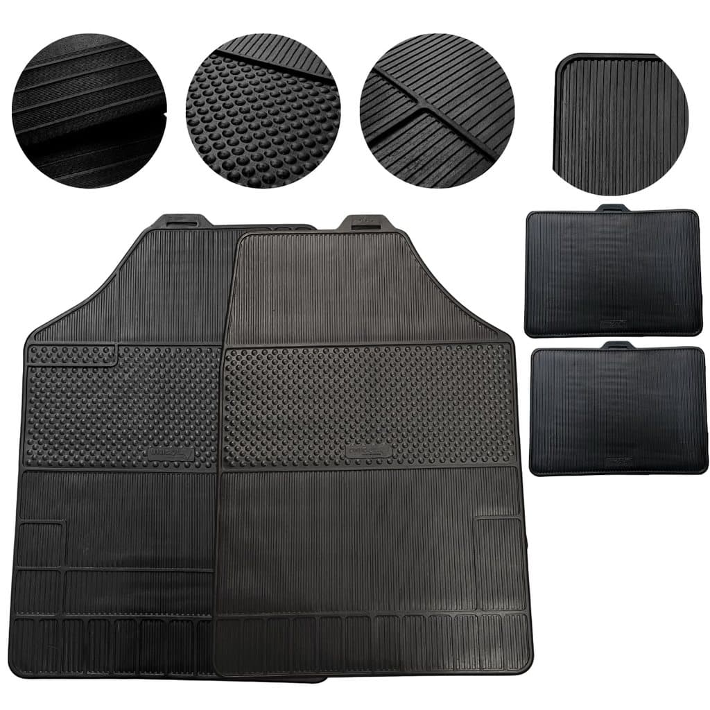 Jogo De Tapete Automotivo De Borracha Universal 4 Peças Preto