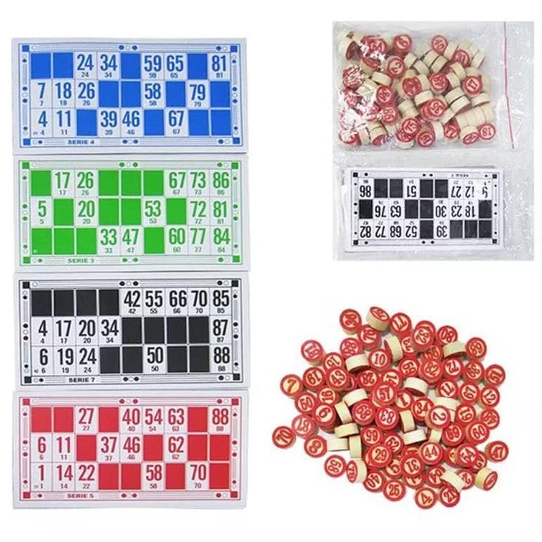 Jogo De (900200) Bingo 9O Pedras De Madeira E 48 Cartelas Numeradas