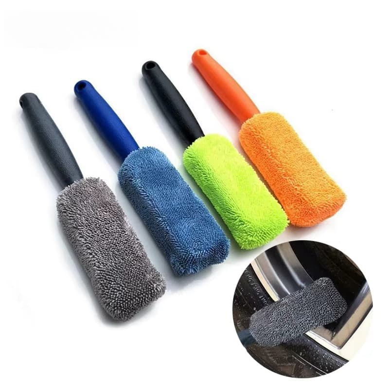 Lavagem De Carro Portátil Microfibra Roda Pneu Aro Escova Limpeza Para Com Alça Plástico Ferramentas Automática