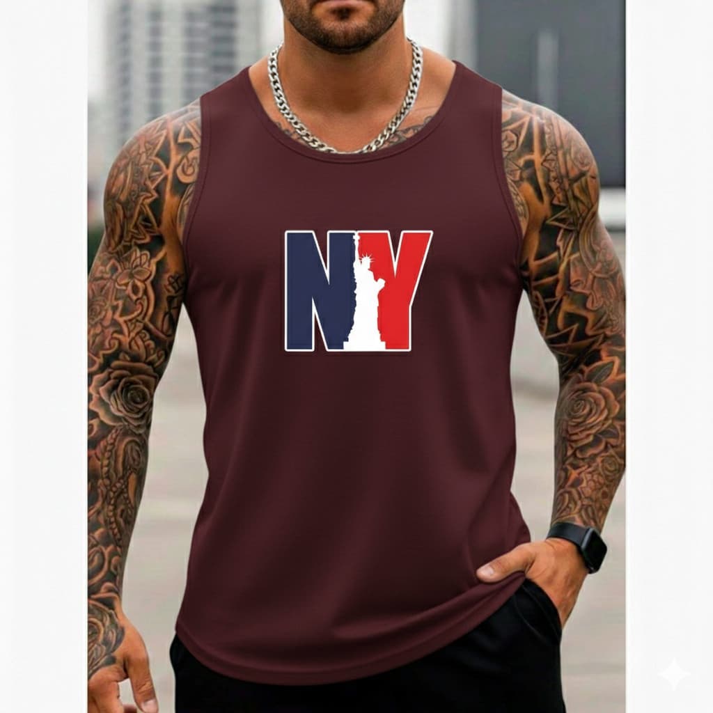 Regata Masculina Algodão Premium Estampa NY Envio Imediato