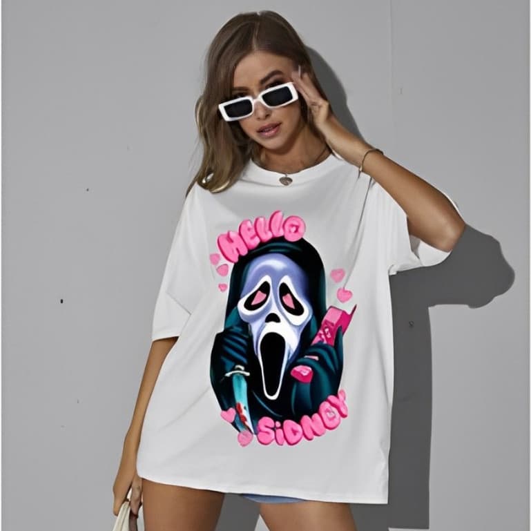 Camisa Oversized T Shirt Feminina Branca Com opcões de Estampa