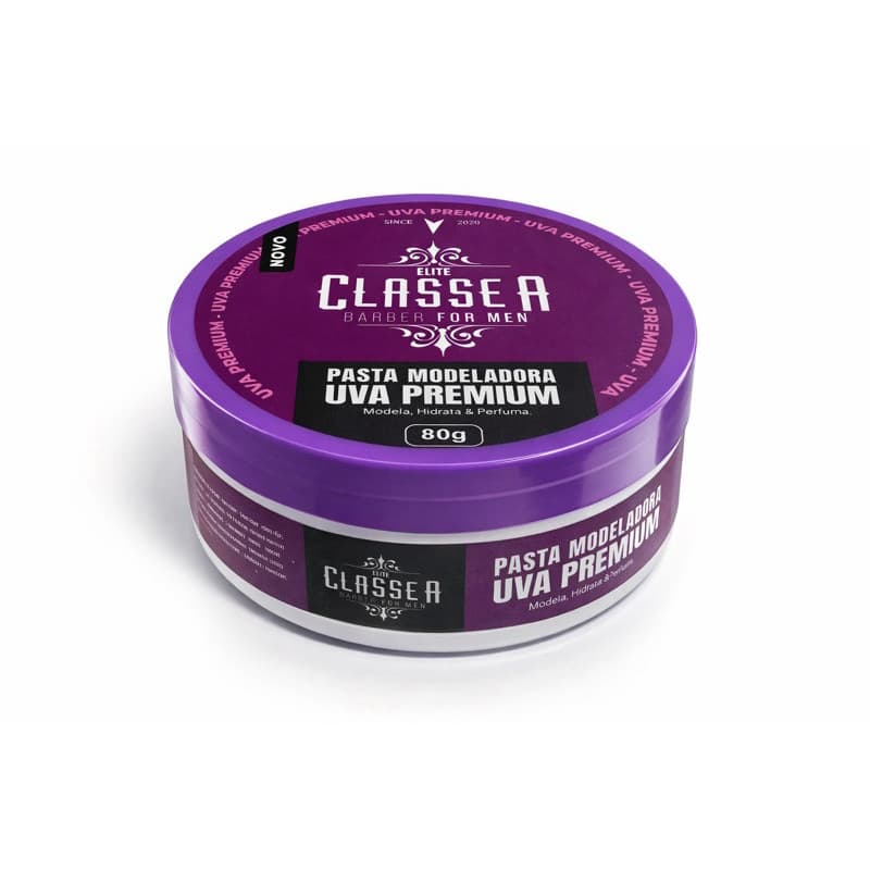 Pasta Modeladora Uva Classe A Barber 80g Fixação Forte Modela e Controla os Fios