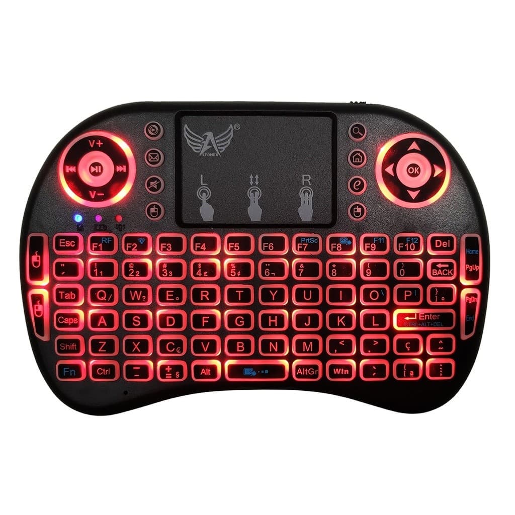 Mini Teclado e Touch Pad Portátil Controle Sem Fio Wireless Iluminado - AL-313_BT
