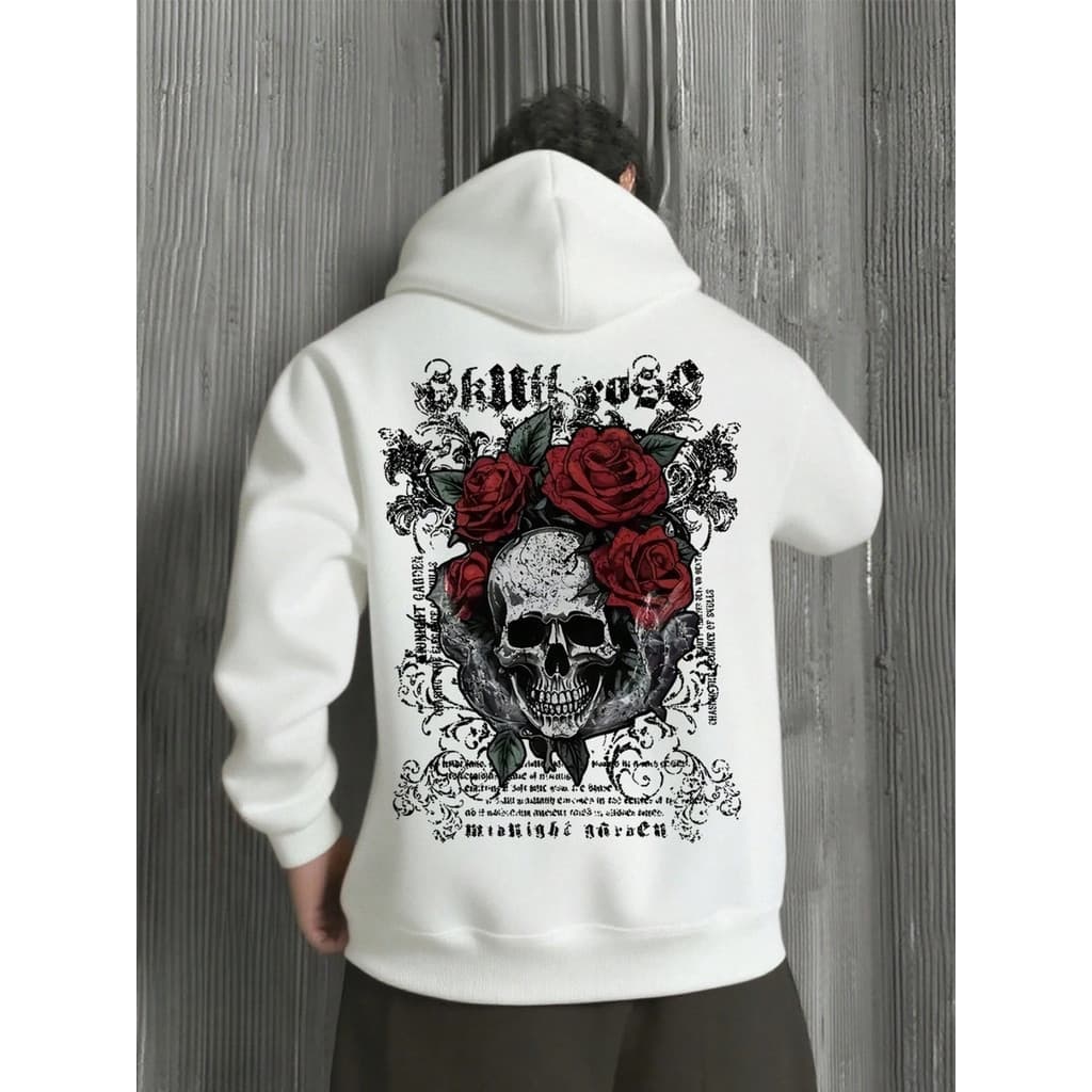 Blusa De Frio Unissex Moletom Estampa Caveira Rosas Casaco