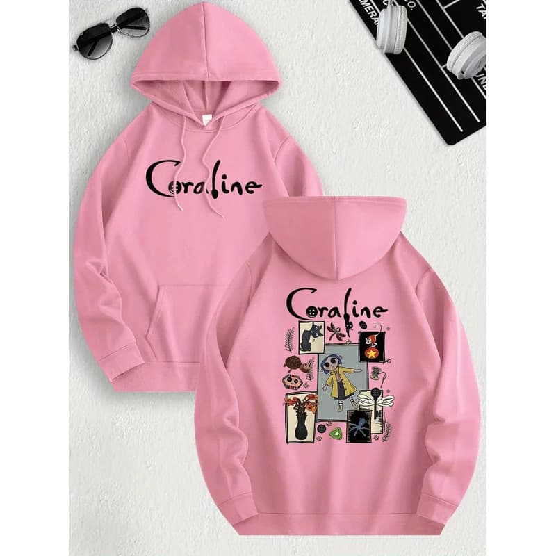 Moletom Canguru Capuz Coraline Inspiração Moda Casual Hoodie Pullover Promoção Envio Rápido