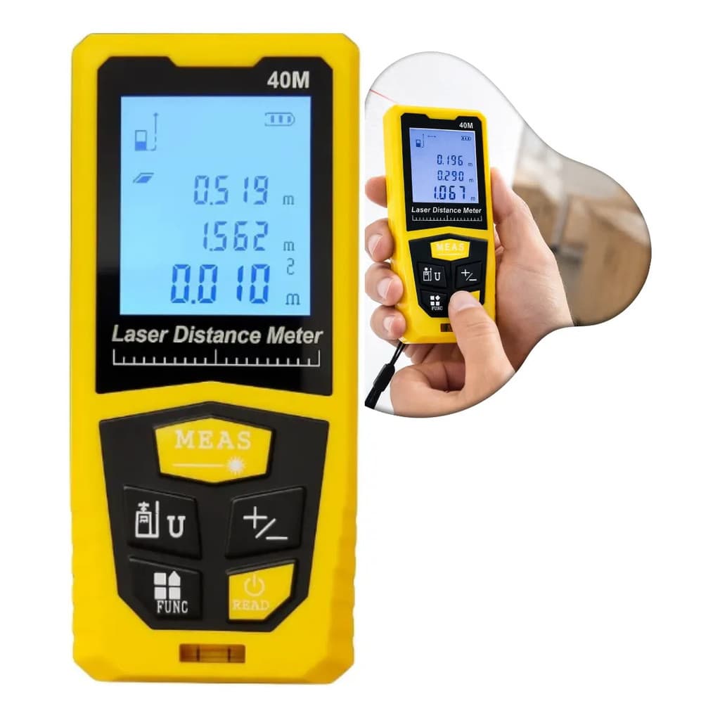 Trena Medidor A Laser 40m Tela Hd Nível Bolha Calculadora BOM6544