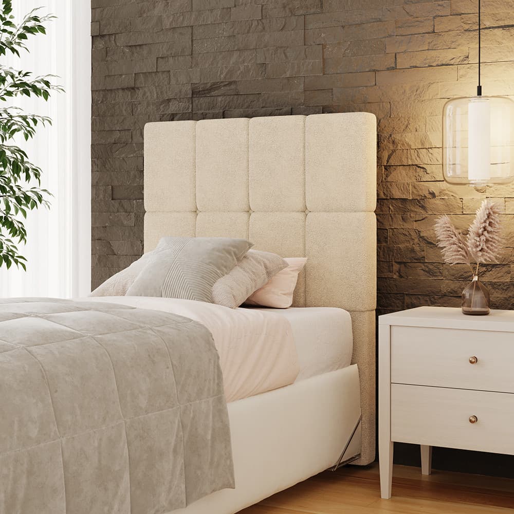 Cabeceira Solteiro 90cm Linea Boucle Estofada Design Moderno para Quarto
