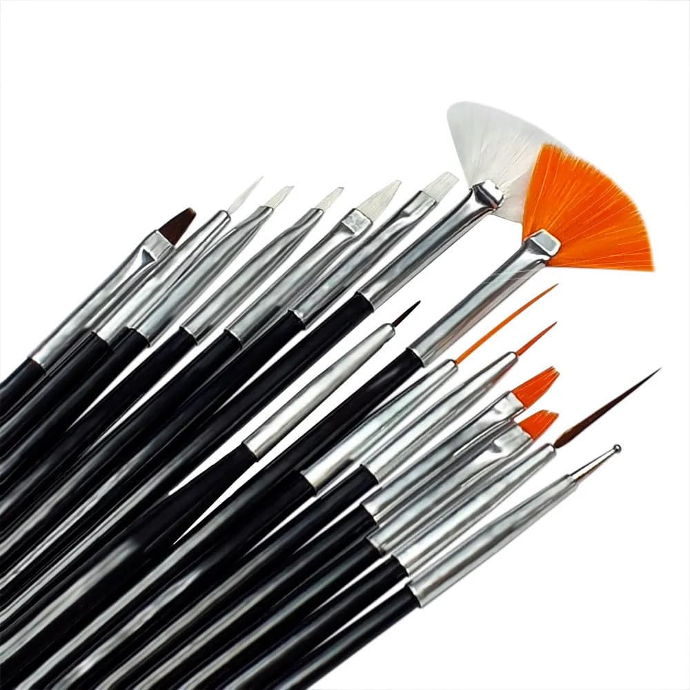 Kit 15 Pincéis Decoração De Unhas Manicure Profissional Artística Nail Art Unha Gel