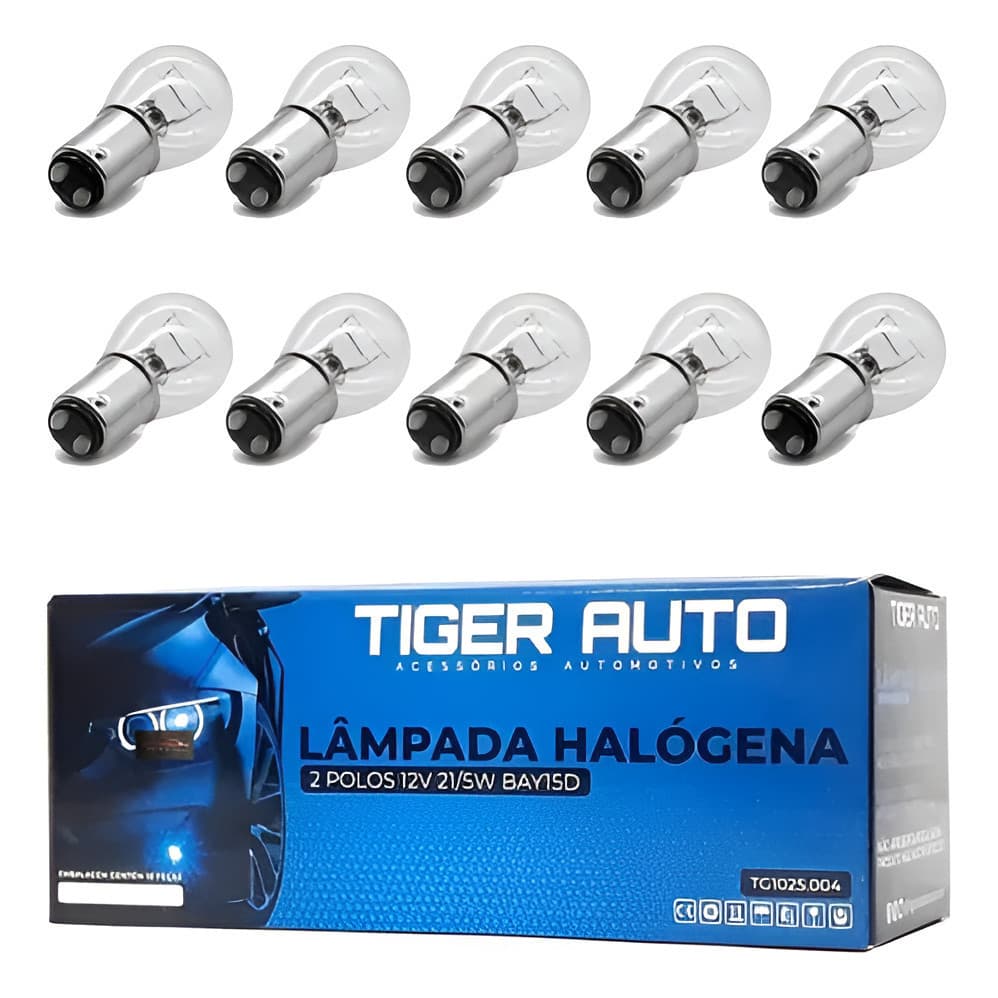 Lampada 2 Pólos 12v 21/5w Tiger 1034 Cx C/10 Unidades