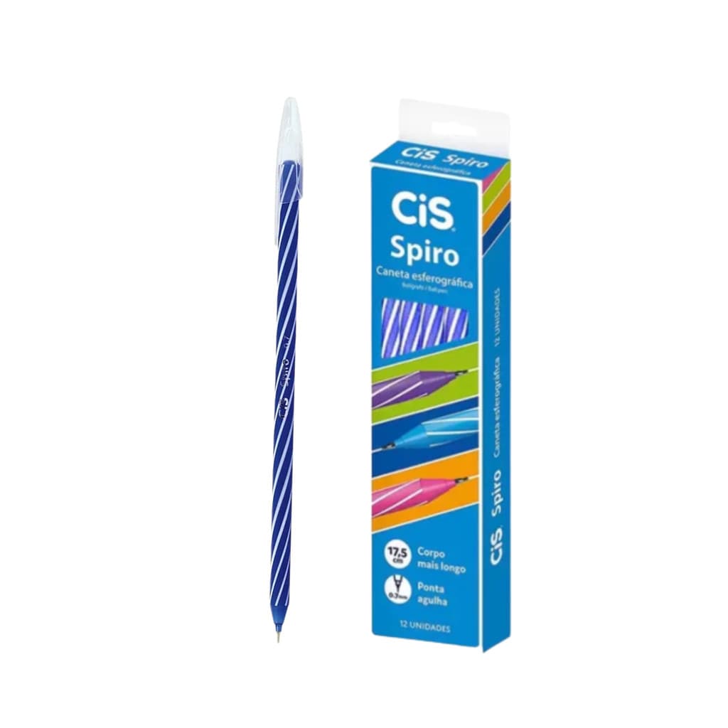 Caneta Esferográfica Cis Spiro Color 0.7mm Caixa C/12 Cis