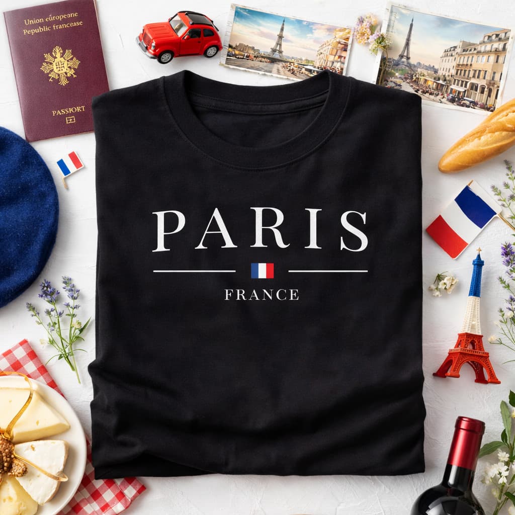 Camiseta Premium Feminina Estampada Paris France