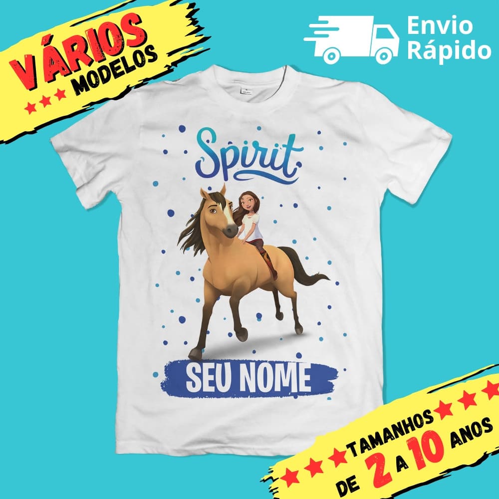 Camiseta Infantil Unissex Spirit - Cavalgando Livre Personalizada com nome (Opcional)