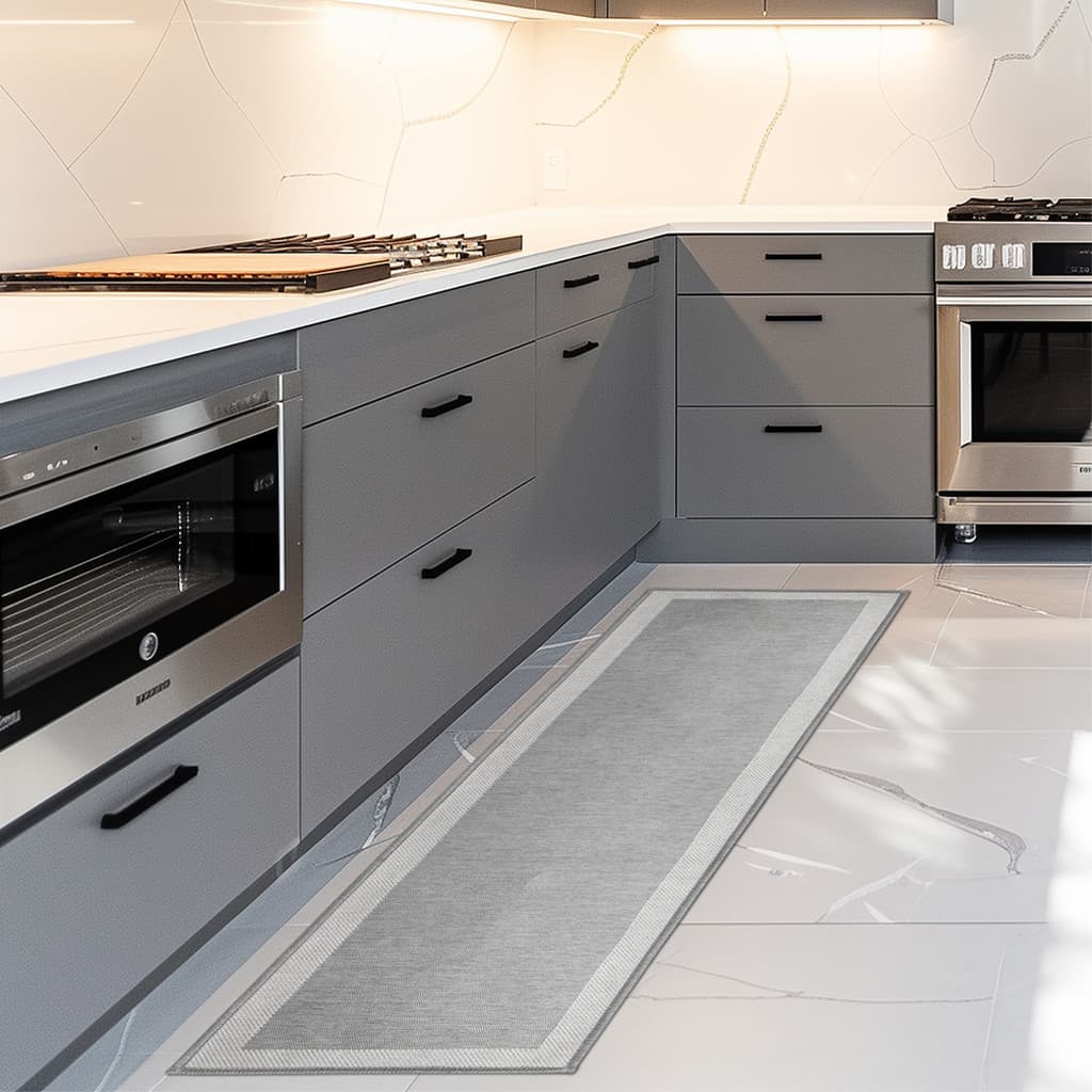 Tapete de Cozinha 50x180cm Multi Kacyumara Cor Grey Cinza Antiderrapante Emborrachado Área Gourmet