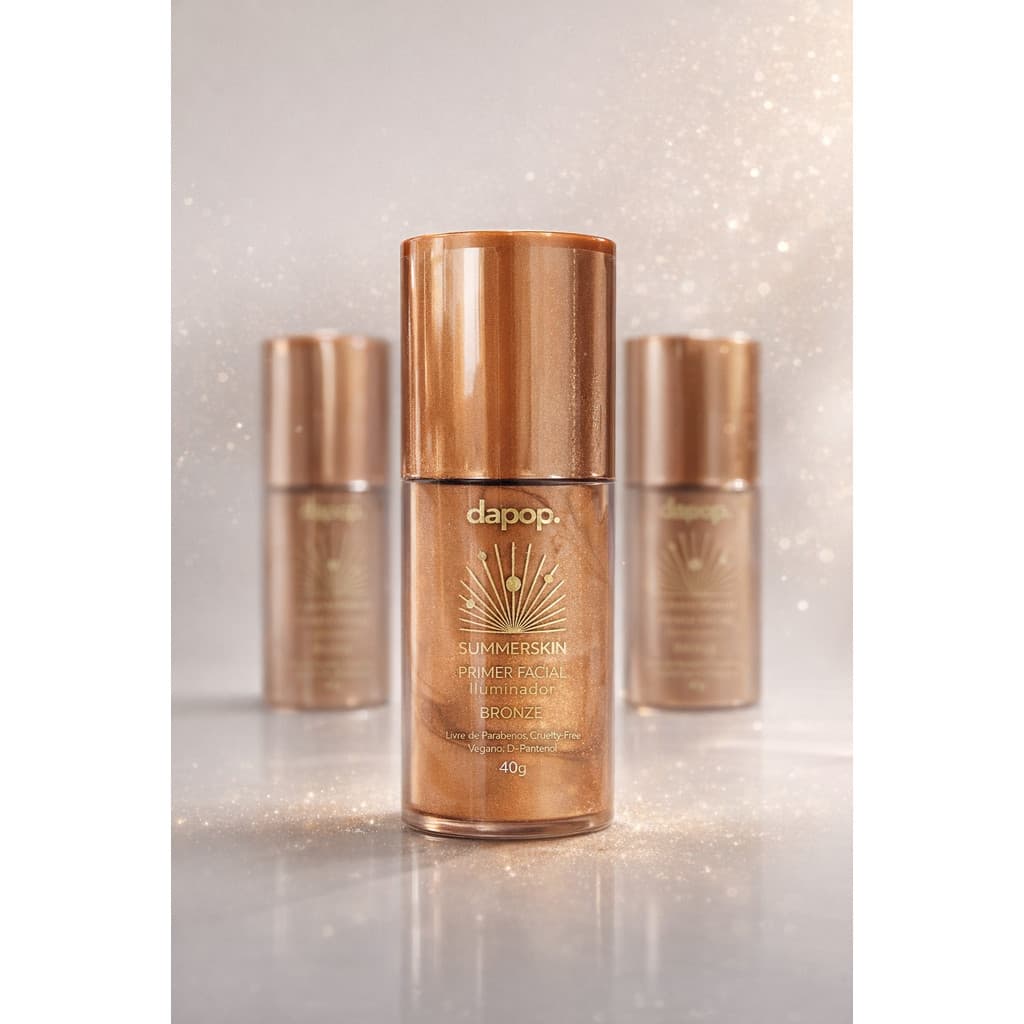 Primer Dapop Summer Skin Bronze Glow Radiante 40g Vegano Livre de Parabenos com Aplicador