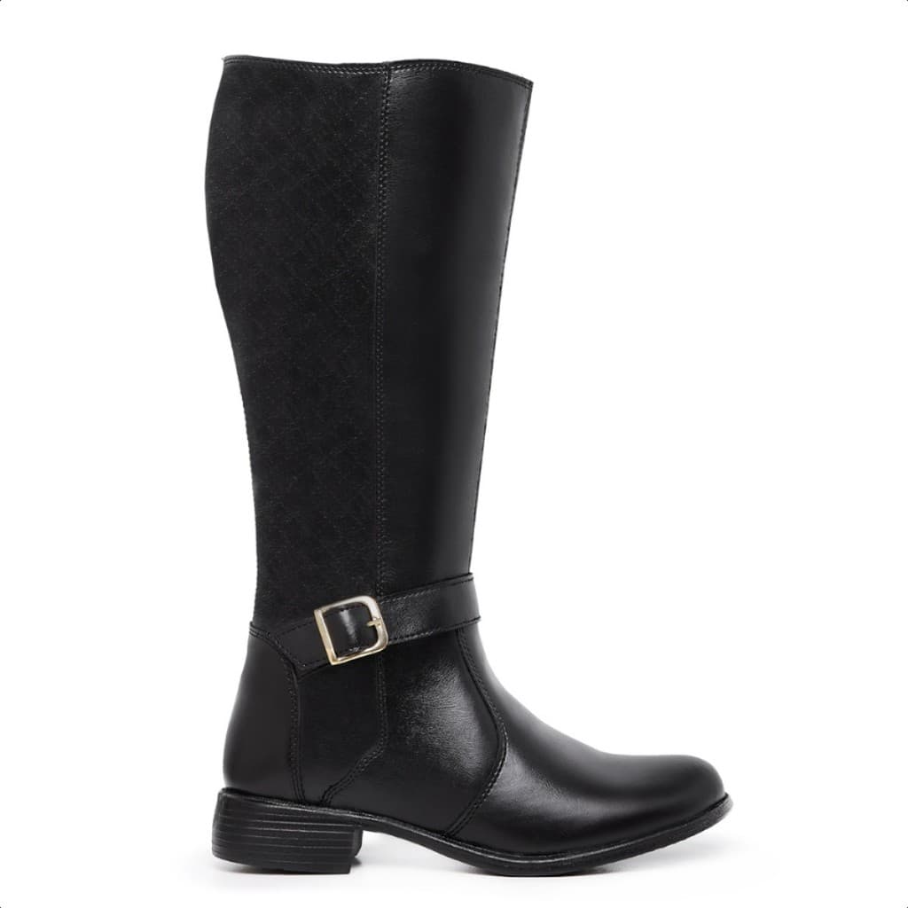 Bota Montaria Feminina Cano Alto Salto Grosso Confortável Elegante Bico Redondo Ref.223