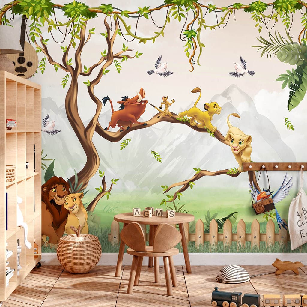 Papel De Parede Adesivo Infantil Turma Do Rei Leão